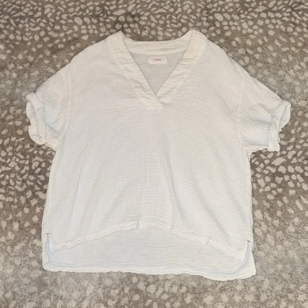 Xirena Avery White Cotton Gauze Short Sleeve Casual Top - Picture 4 of 14